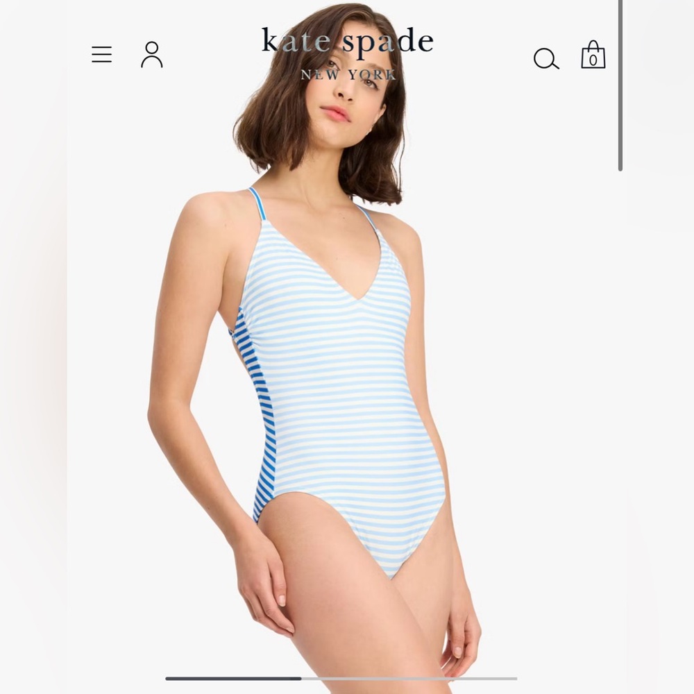 PINK Kate Spade Ringmaster Stripe V-neck One-piece